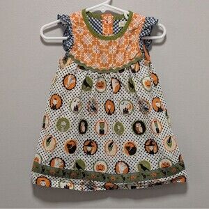 Matilda Jane Halloween Dress Polka Dot Witch Ghost Pumpkin Print 12-18 Months